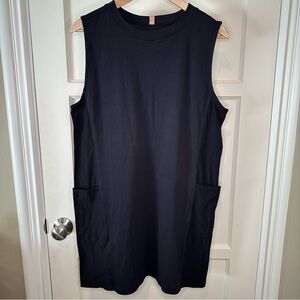 Lunya Cool Paneled Sleeveless Loungewear Mini Dress - Black Size Large
